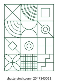 Outline green abstract design and shapes