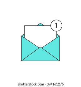 outline green email notification icon. concept of ui, sms, spam, shopping, notify, chat, check list, e-commerce. isolated on white background. linear style trend modern logo design vector illustration
