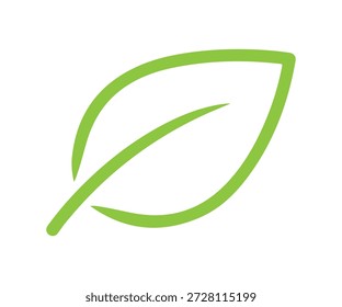 Outline green leaf with clear central vein.