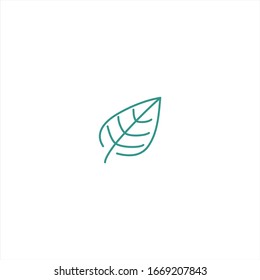 Outline green leaf icon on white background