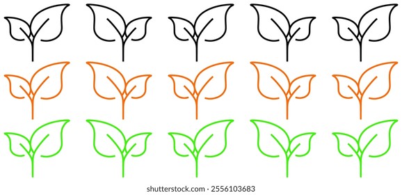 Outline Green Leaf Icon Vector Logo Template Illustration Design