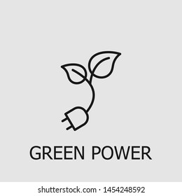 Outline green power vector icon. Green power illustration for web, mobile apps, design. Green power vector symbol.