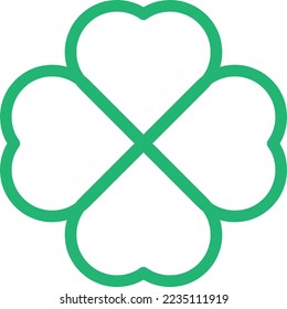 Outline Green Shamrock Icon isolated on grey background. Line four leaf clover pictogram on white background..eps