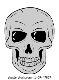 Outline grey vector skull in black