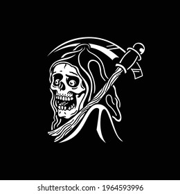 outline grim reaper skull horror