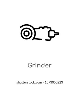 outline grinder vector icon. isolated black simple line element illustration from construction concept. editable vector stroke grinder icon on white background