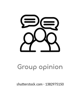 Outline Group Opinion Vector Icon. Isolated Black Simple Line Element Illustration From General-1 Concept. Editable Vector Stroke Group Opinion Icon On White Background