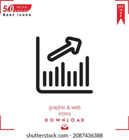 Icono de crecimiento de esquema. vector de icono de crecimiento aislado en fondo blanco. Diseño gráfico, diseño material, aplicación móvil, logotipo, interfaz de usuario. Vector de formato EPS 10