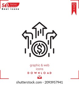 Outline growth Icon. growth icon vector isolated on white background. Graphic design, material-design, Best sellers 2022 icons, mobile application, UI UX design, EPS 10 format vector