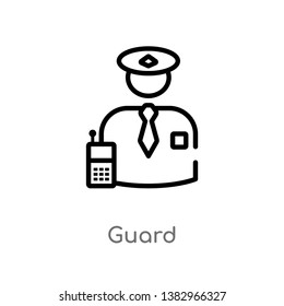 outline guard vector icon. isolated black simple line element illustration from ethics concept. editable vector stroke guard icon on white background