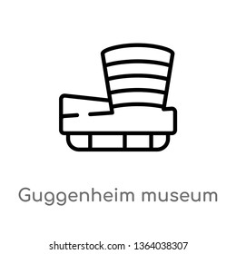 outline guggenheim museum vector icon. isolated black simple line element illustration from monuments concept. editable vector stroke guggenheim museum icon on white background