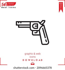 Outline gun Icon.gun icon vector isolated on white background. Graphic design, material-design, Best sellers 2022 icons, mobile application, UI UX design, EPS 10 format vector
