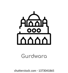 outline gurdwara vector icon. isolated black simple line element illustration from buildings concept. editable vector stroke gurdwara icon on white background