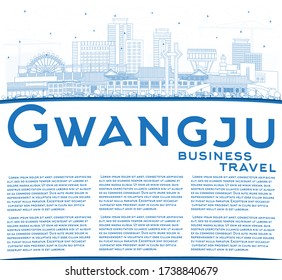 Outline Gwangju South Korea City Skyline with Blue Buildings and Copy Space. Vector Illustration. Business Travel and Tourism Concept with Historic and Modern Architecture. Gwangju Cityscape.