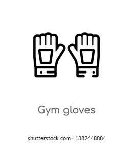 outline gym gloves vector icon. isolated black simple line element illustration from gym equipment concept. editable vector stroke gym gloves icon on white background