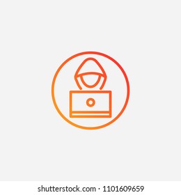 Outline hacker icon,gradient illustration,vector programmer sign symbol