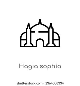 outline hagia sophia vector icon. isolated black simple line element illustration from monuments concept. editable vector stroke hagia sophia icon on white background