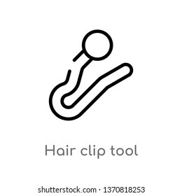 outline hair clip tool vector icon. isolated black simple line element illustration from beauty concept. editable vector stroke hair clip tool icon on white background