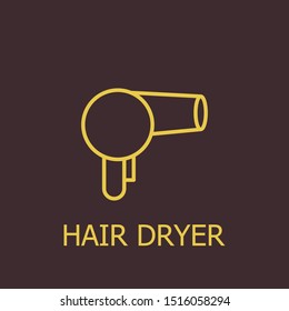 Outline hair dryer vector icon. Hair dryer illustration for web, mobile apps, design. Hair dryer vector symbol.