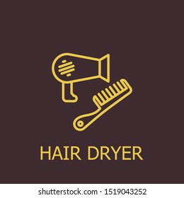 Outline hair dryer vector icon. Hair dryer illustration for web, mobile apps, design. Hair dryer vector symbol.