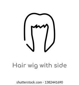 outline hair wig with side vector icon. isolated black simple line element illustration from fashion concept. editable vector stroke hair wig with side icon on white background