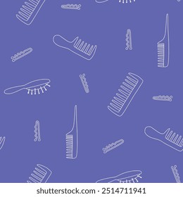 Outline Hairbrush Hairpin Hair Vector Seamless Pattern illustration Design