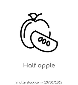 outline half apple vector icon. isolated black simple line element illustration from ecology concept. editable vector stroke half apple icon on white background