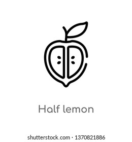 outline half lemon vector icon. isolated black simple line element illustration from bistro and restaurant concept. editable vector stroke half lemon icon on white background
