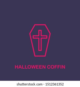 Outline halloween coffin icon.halloween coffin vector illustration. Symbol for web and mobile