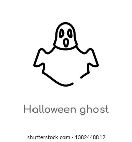 outline halloween ghost vector icon. isolated black simple line element illustration from halloween concept. editable vector stroke halloween ghost icon on white background
