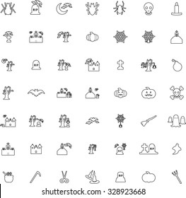 Outline Halloween icon set vector
