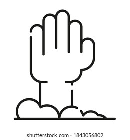 outline halloween icon vector design hand comes out of the grave, suitable for icons, illustration, backgrounds, stickers, covers, banners