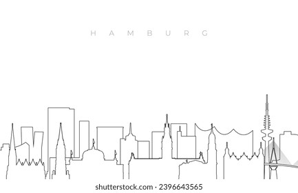 Outline Hamburg skyline. Trendy template with Hamburg buildings and landmarks in line style. Stock vector design. 