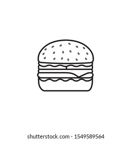 Outline Hamburger Icon. Burger Stroke Vector Illustration.