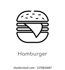outline hamburger vector icon. isolated black simple line element illustration from american football concept. editable vector stroke hamburger icon on white background