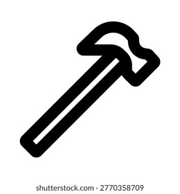 outline hammer icon representing the quintessential construction hand tool used for driving nails and shaping materials