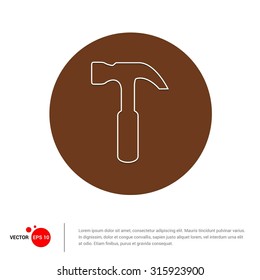 Outline hammer Icon, Vector Illustration, Flat pictogram icon