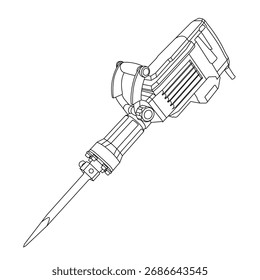 Contorno da máquina de martelo . Martelo de demolição. Vetor de máquina de martelo