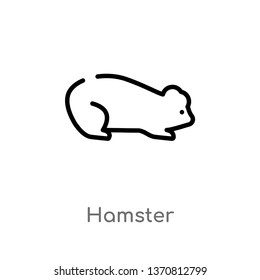 outline hamster vector icon. isolated black simple line element illustration from animals concept. editable vector stroke hamster icon on white background
