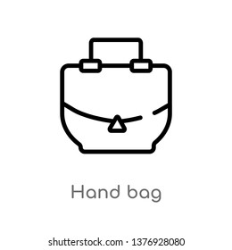 outline hand bag vector icon. isolated black simple line element illustration from fashion and commerce concept. editable vector stroke hand bag icon on white background
