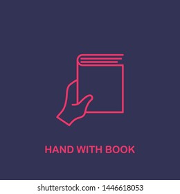 Outline hand with book icon.hand with book vector illustration. Symbol for web and mobile