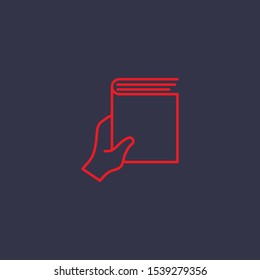 Outline hand with book icon.hand with book vector illustration. Symbol for web and mobile