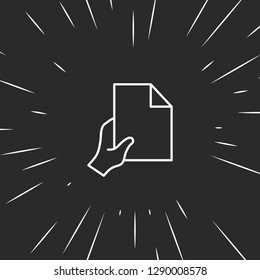 Outline hand with document icon illustration isolated vector sign symbol