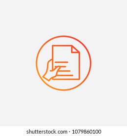 Outline hand in document icon.gradient illustration vector,file sign symbol