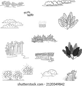Outline hand draw bush set