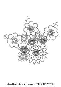 Outline hand draw vector illustration. Mehndi flower pattern and mandala for Henna drawing