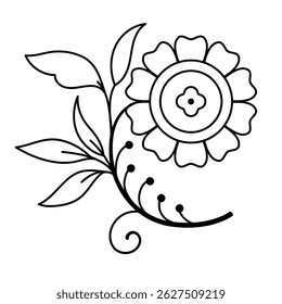 Ilustração vetorial de desenho à mão do contorno. Elemento de design. Padrão de flor de Mehndi para Henna desenho e tatuagem