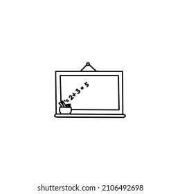 Outline Hand drawing of Simple Black Board, White Board Vector graphic Illustration. Outline drawing for Kids Coloring Book Page. Kindergarten School Object.
