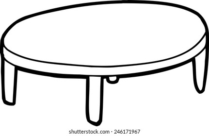 Outline of hand drawn cartoon table over white
