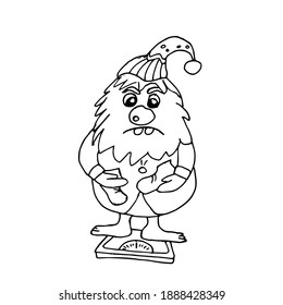 Outline hand drawn gnome. Cartoon. Vector